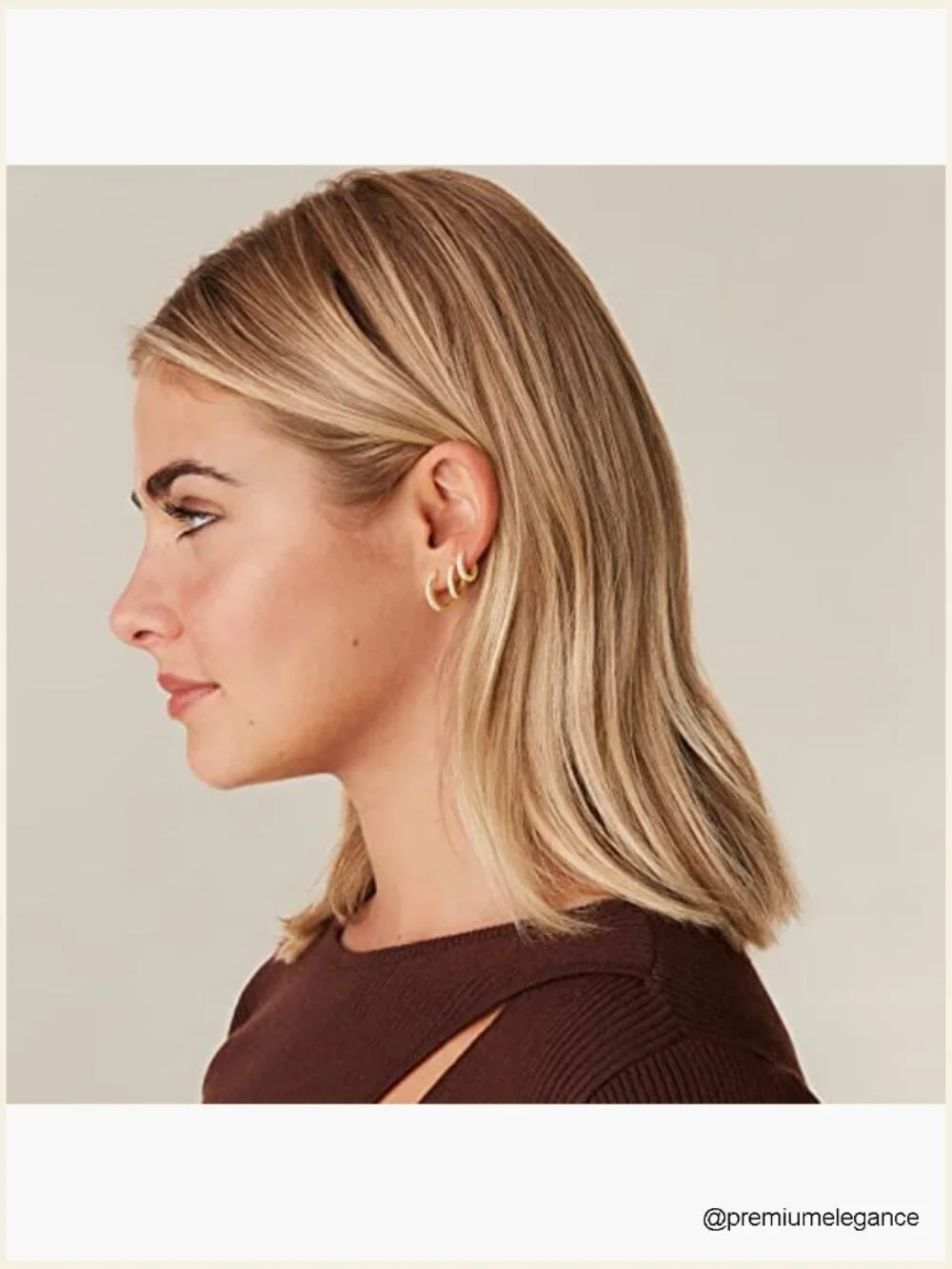3 Pair Gold Hoop Earrings Set - 14K Gold Plated Hypoallergenic Huggies